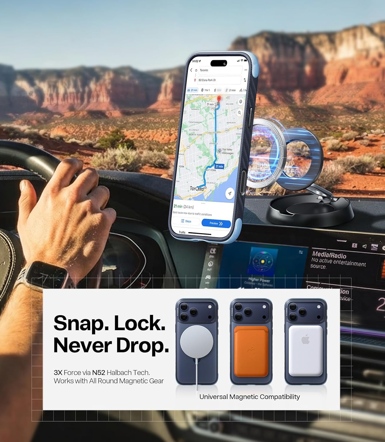 Thumbnail 4 de TORRAS Q3 Rugged Case for iPhone 17 Pro with 360° Magnetic Stand