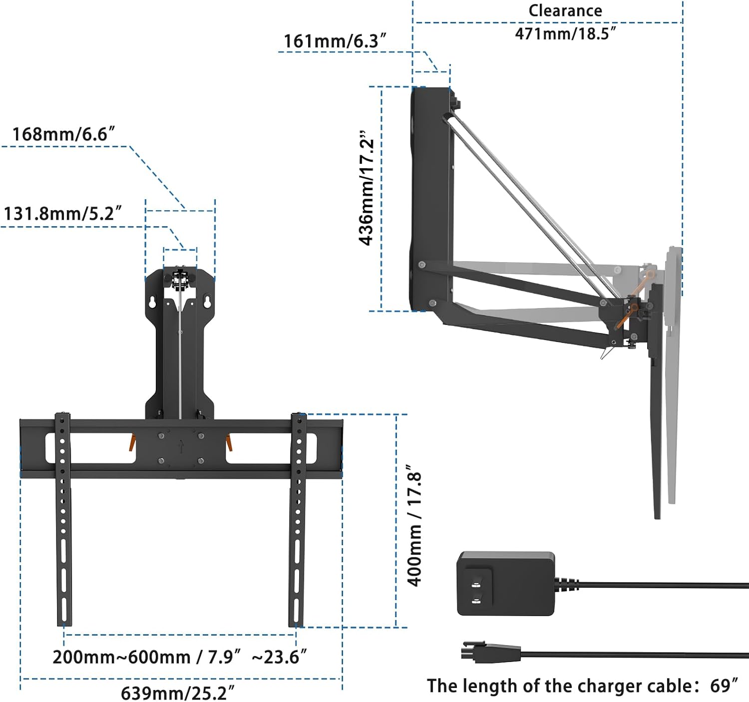 Thumbnail 6 de XINYAO Over Fireplace TV Mount for 32–70" TVs