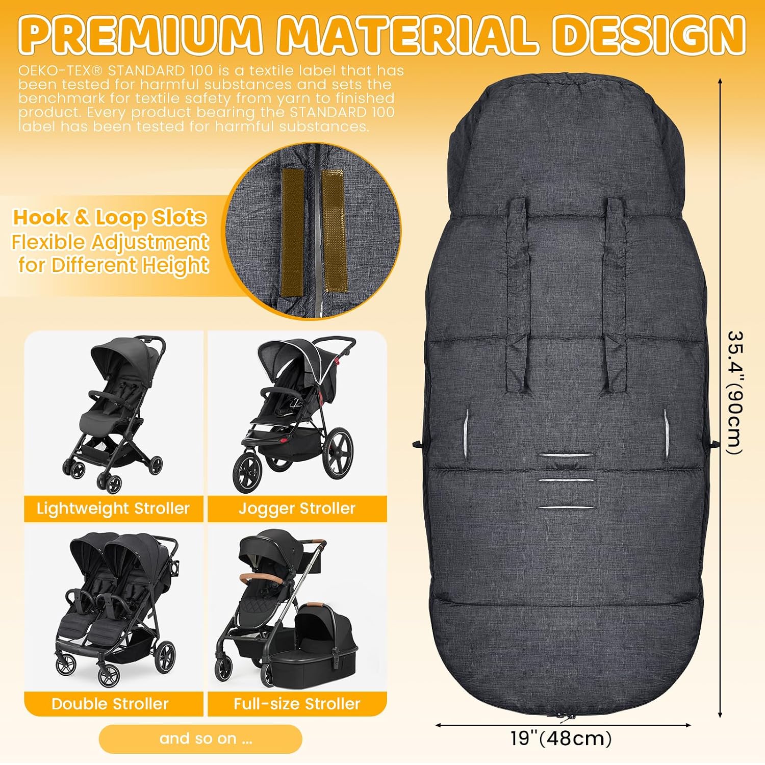 Detalle 2 de Orzbow Fußsack Kinderwagen Winter dunkelgrau