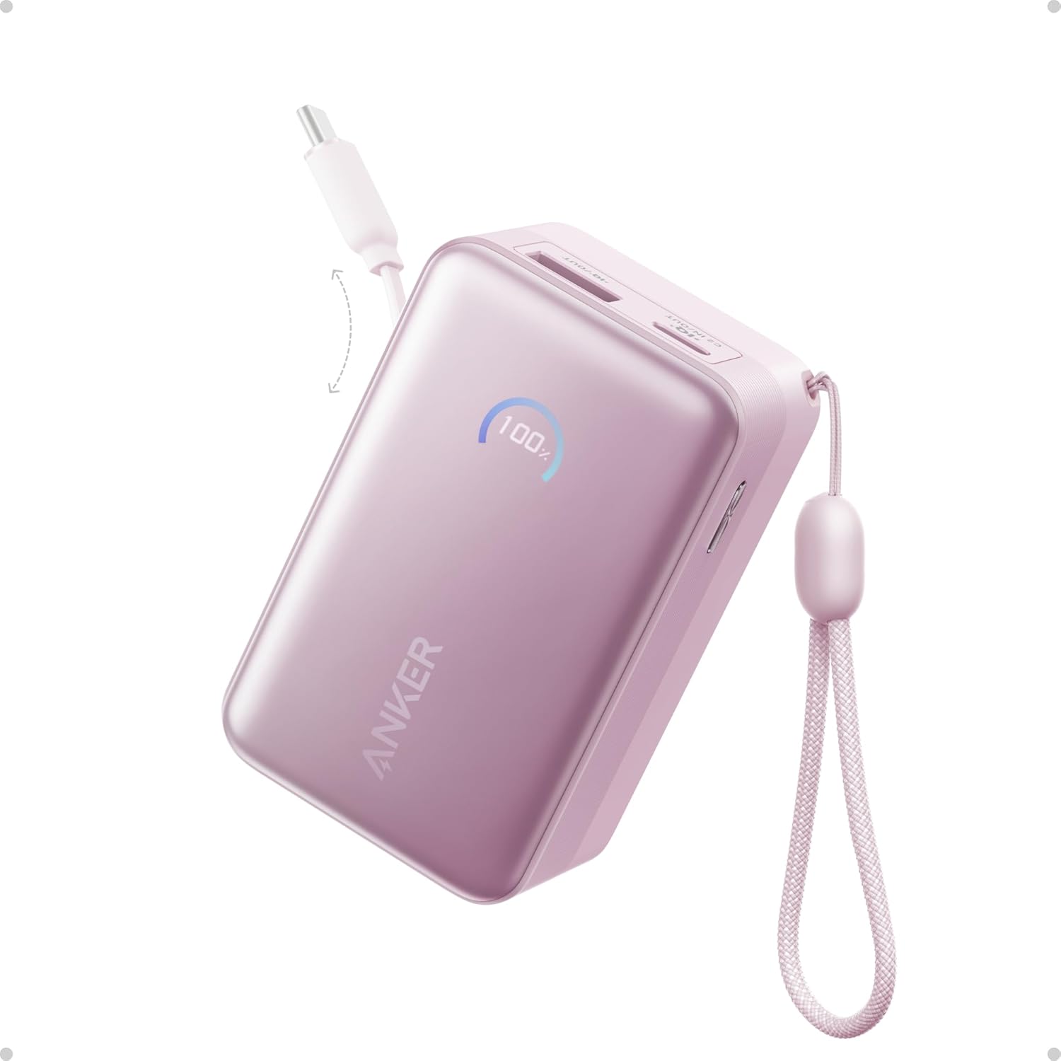 Detalle de Anker Nano Power Bank (10,000mAh, 45W) with retractable 70 cm InstaCord cable