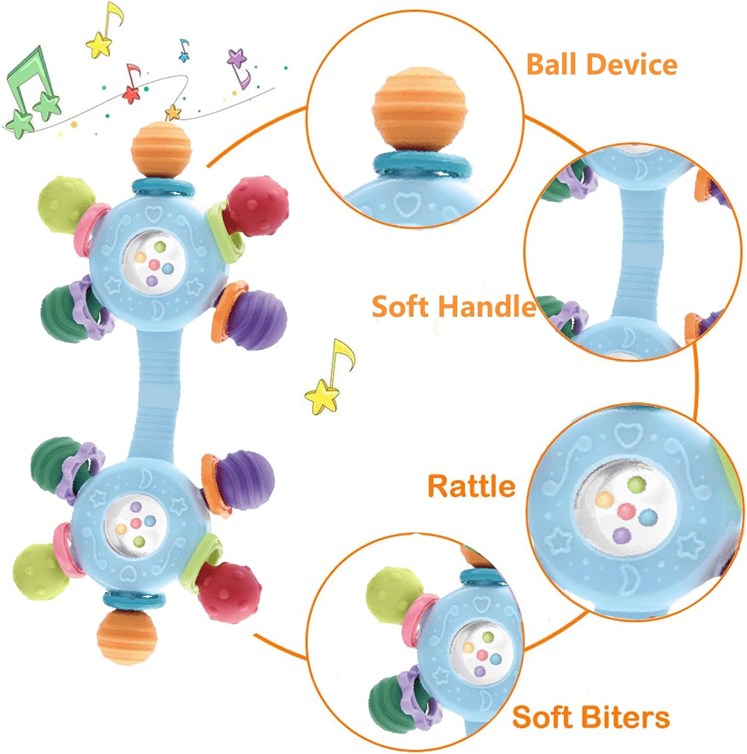 Thumbnail 1 de Goorder Sensory Rattle Toys: High-Contrast 3-in-1 Teether for Baby Development