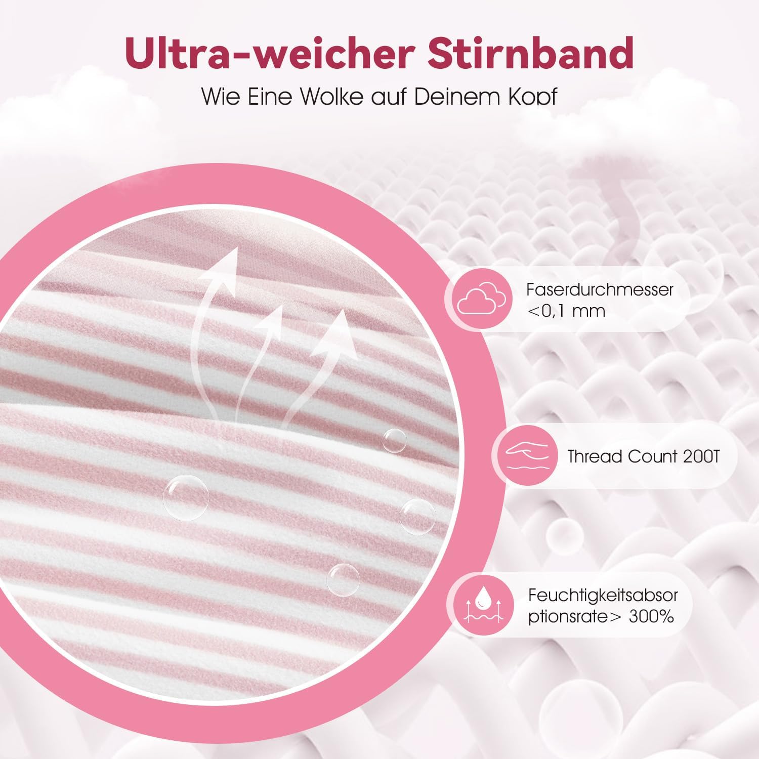 Detalle de LC-dolida Schlafkopfhörer Ultra-Soft Bluetooth-Stirnband: 6-in-1 Komfort für Musik, Schlaf & Fitness