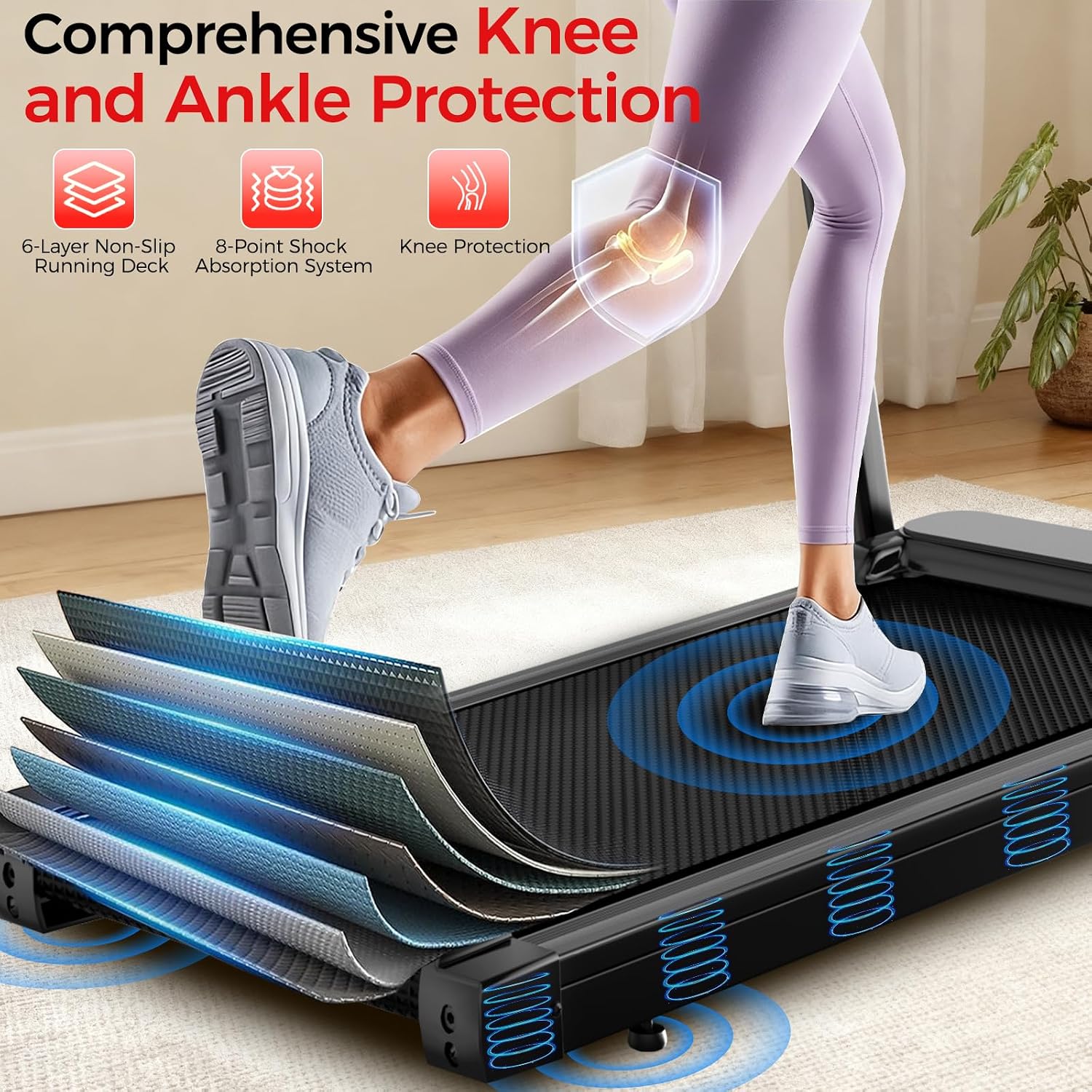 Detalle 2 de ShineMaos Walking Pad Treadmill with Handlebar, Folding Design, 3.0 HP Motor
