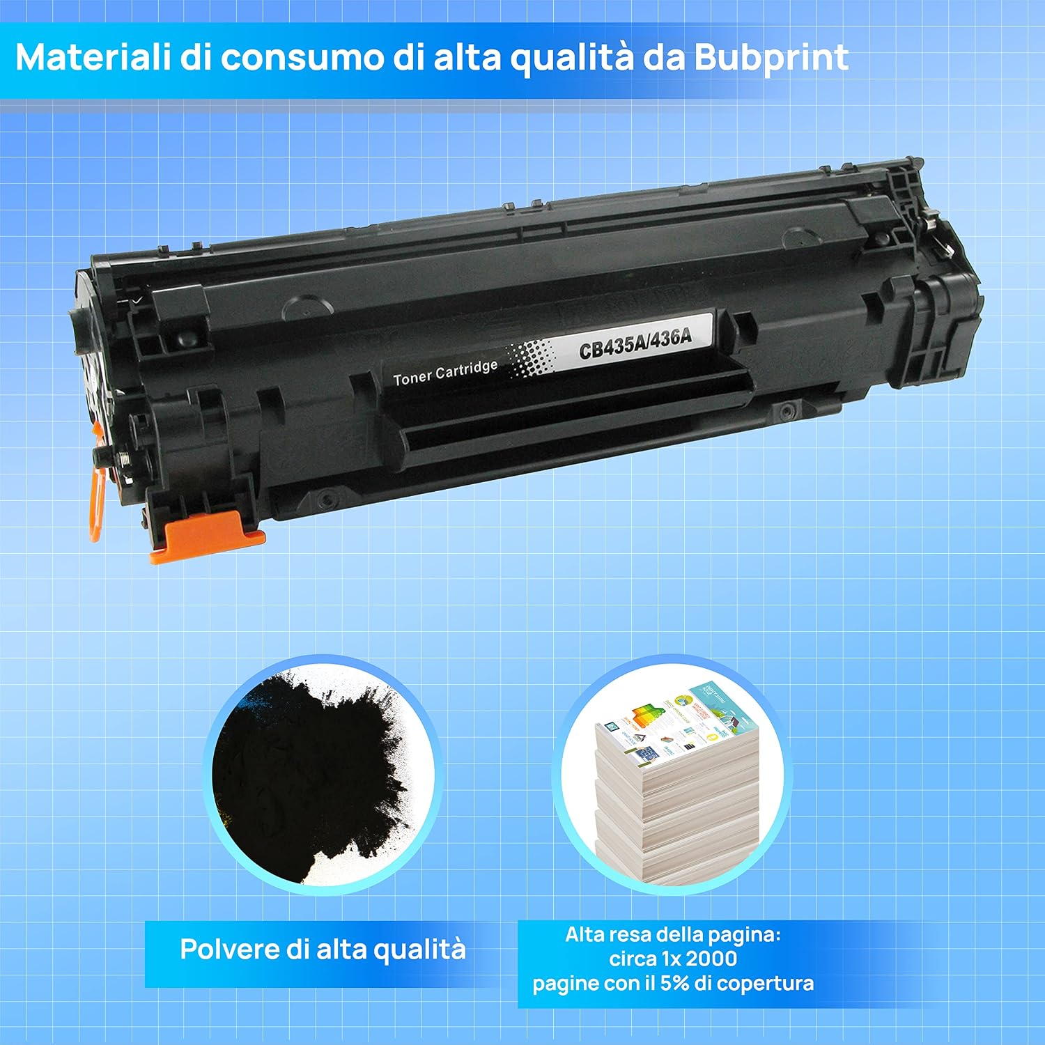 Thumbnail 2 de Cartuccia Toner Bubprint 35A CB435A compatibile per HP LaserJet P1005/P1006/P1007/P1008/P1009 – Nero, 2000 pagine