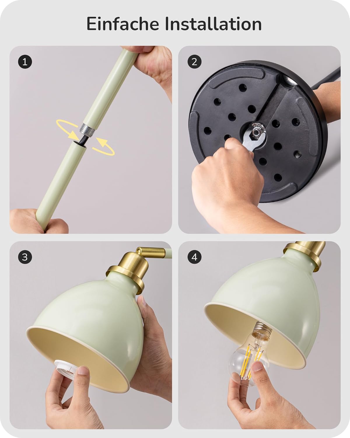 Thumbnail 6 de EDISHINE Stehlampe Industrielle: Retro-Design mit verstellbarem Kopf in Hellgrün