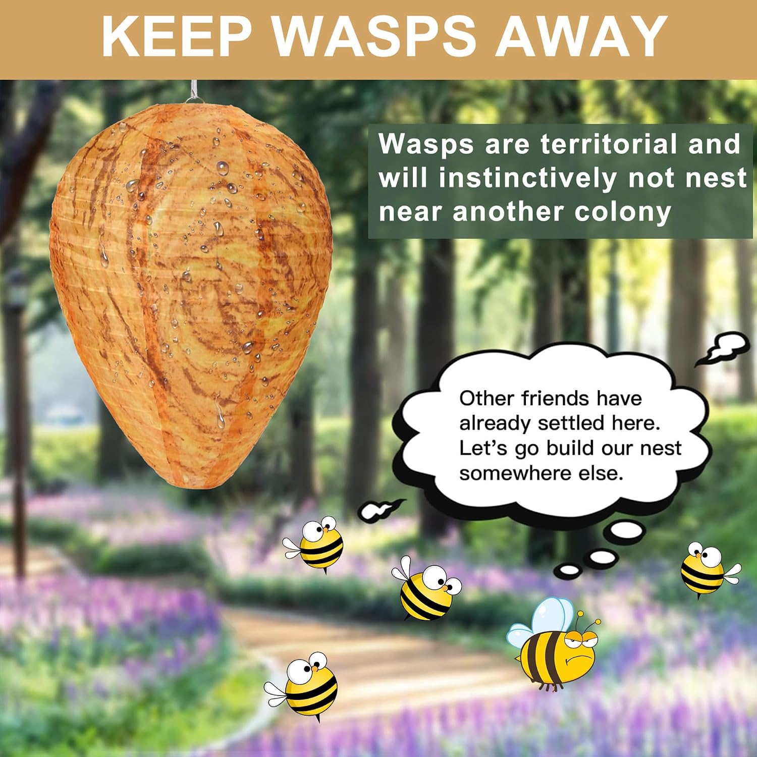 Detalle de KSRDOVSA 4-Pack Wasp Nest Decoys, Weather-Resistant Outdoor Hanging