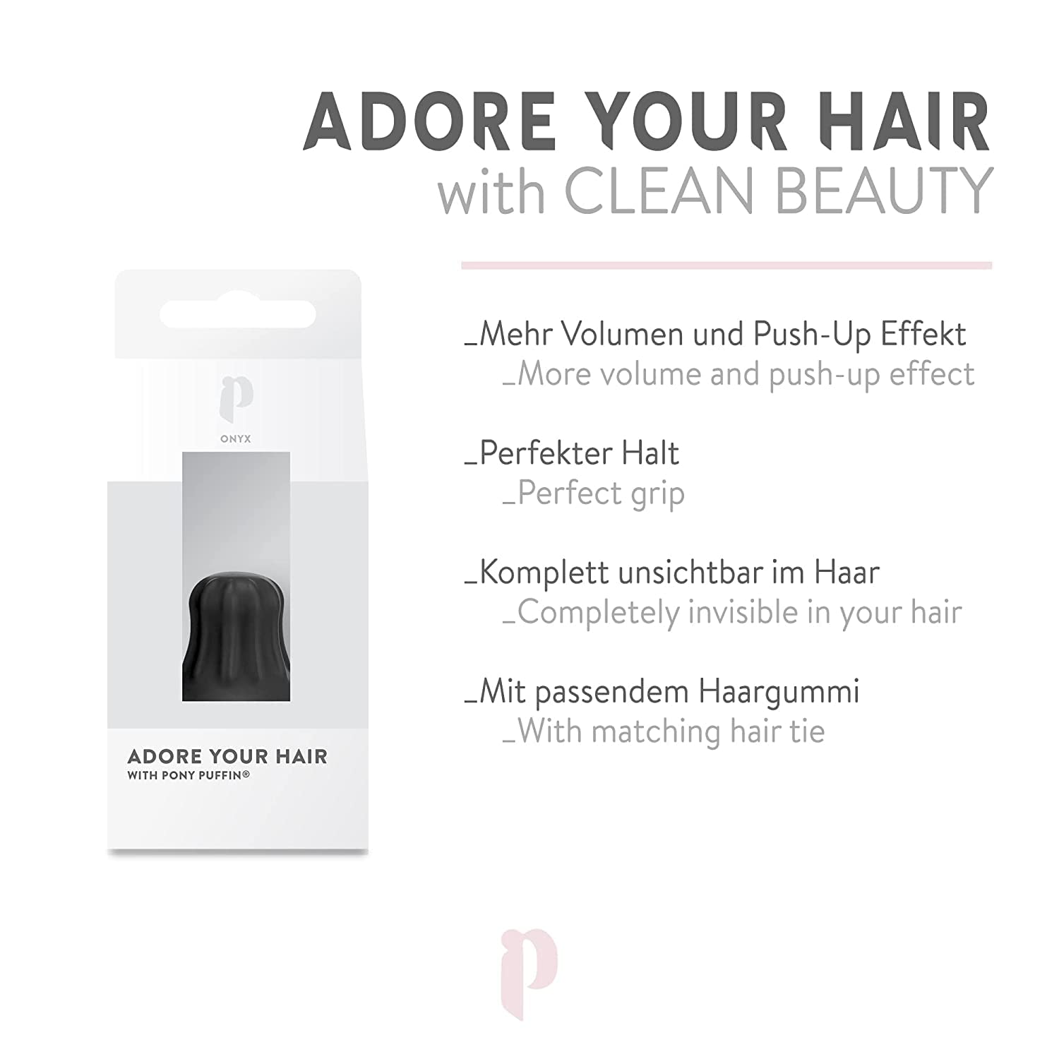 Detalle 1 de pony puffin ONYX – Styling-Tool für mehr Volumen & Halt im Zopf, latexfrei & vegan (Made in Germany)