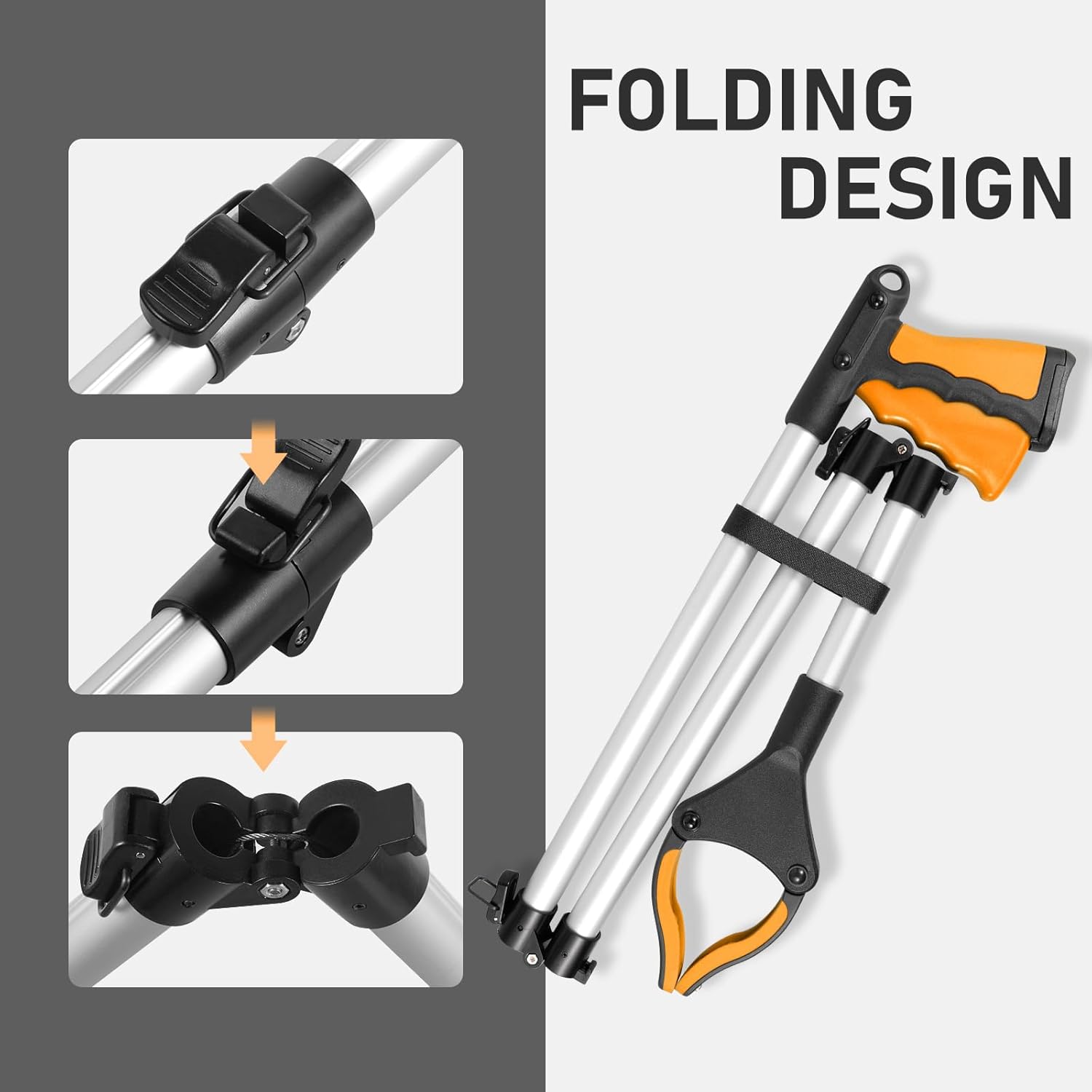 Thumbnail 4 de YAUNGEL Greifzange für Senioren, faltbar 108 cm mit 360° Drehkopf und Magnet (orange)