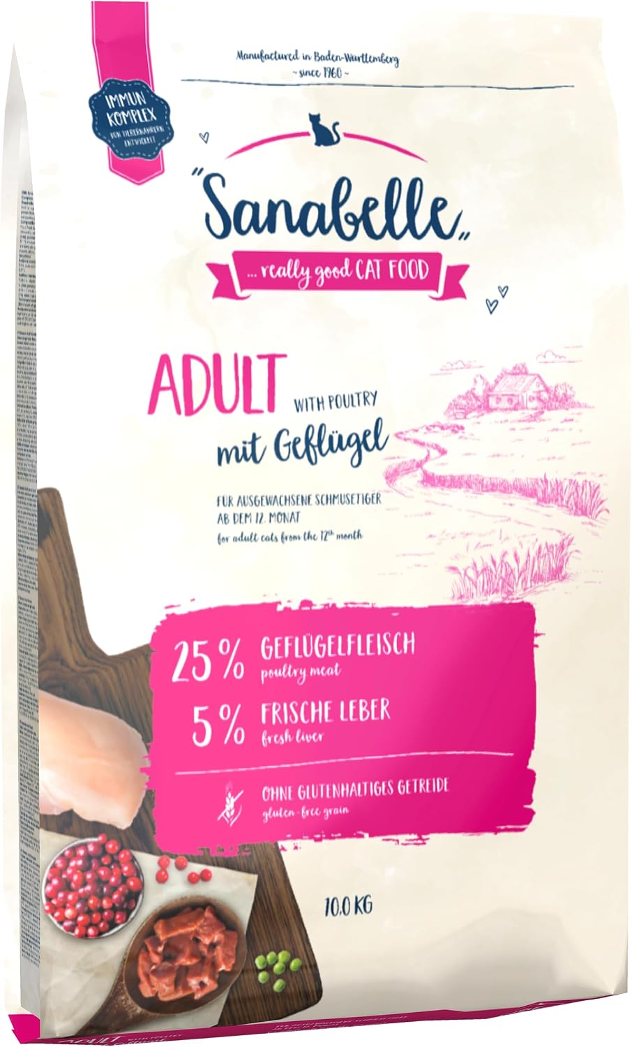Detalle de Sanabelle Adult mit Geflügel Katzentrockenfutter 4x2 kg