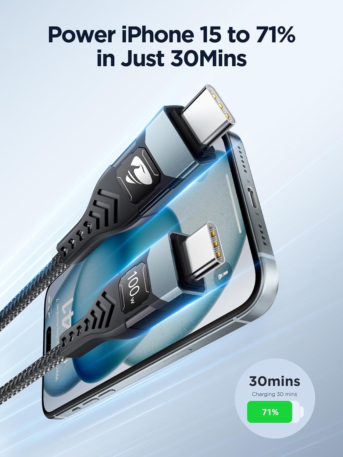 Detalle 2 de USB C to USB C 100W 2m fast charging cable