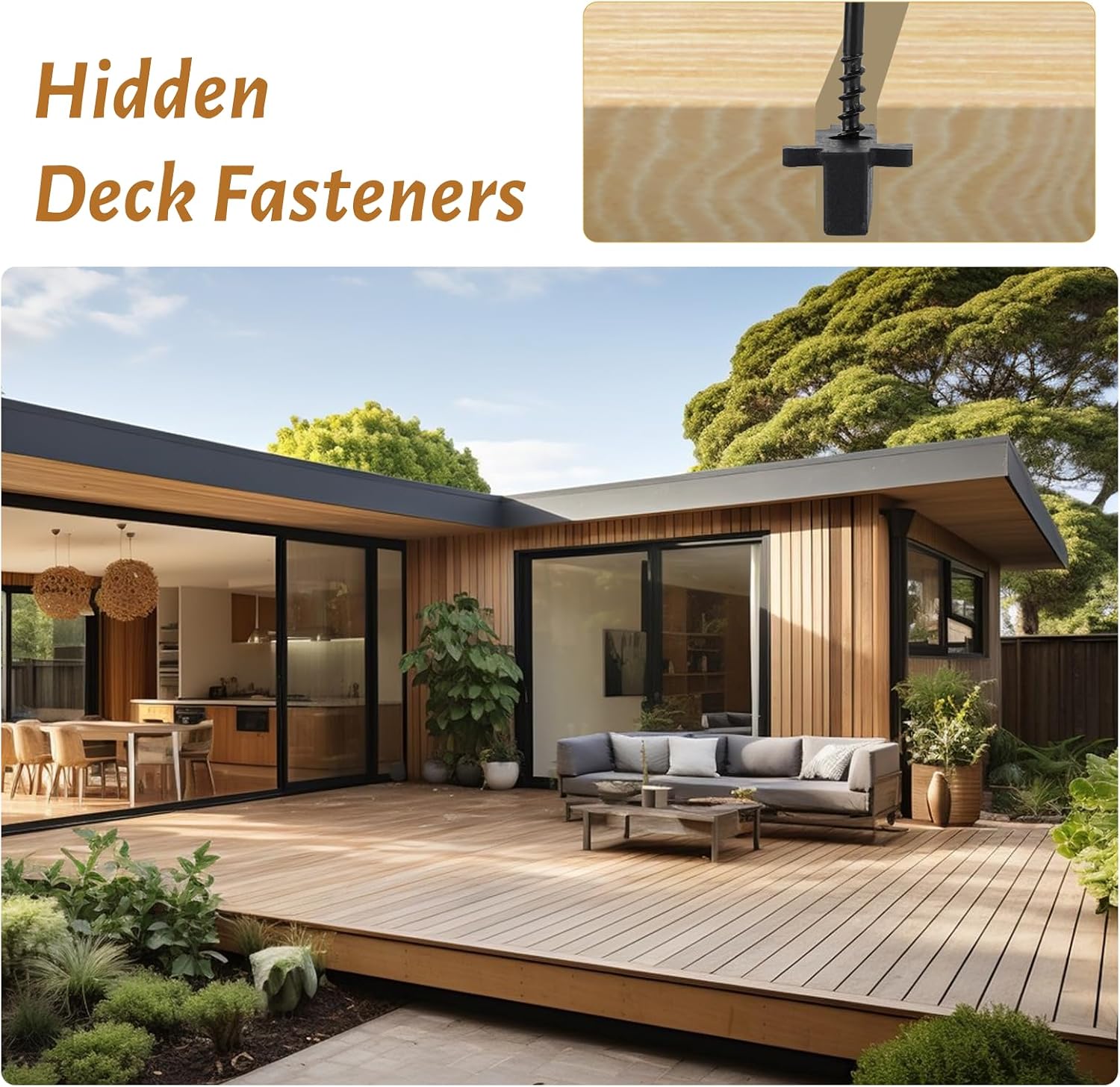 Detalle de Yeipower 600-Piece Nylon Composite Decking T-Clips, Hidden Fasteners