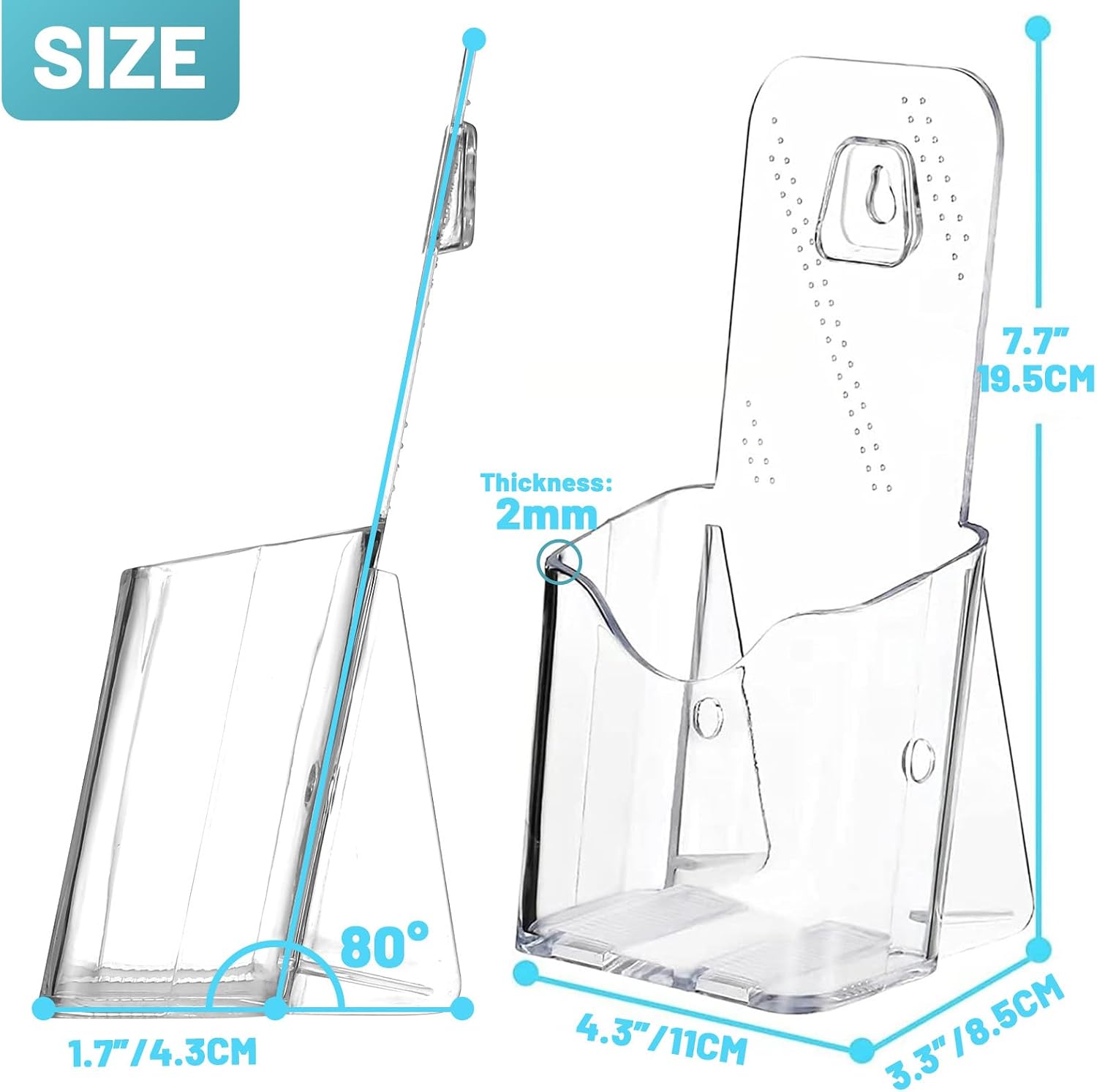 Detalle 2 de Viymgit DL Portrait Leaflet Holder 6-Pack: 1/3 A4 Clear Acrylic Display