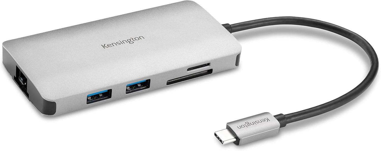 Detalle de Kensington UH1400P: Dock universale USB-C 8‑in‑1 driverless, 85 W, 4K60, SD/SDXC 3.0, USB‑A e USB‑C