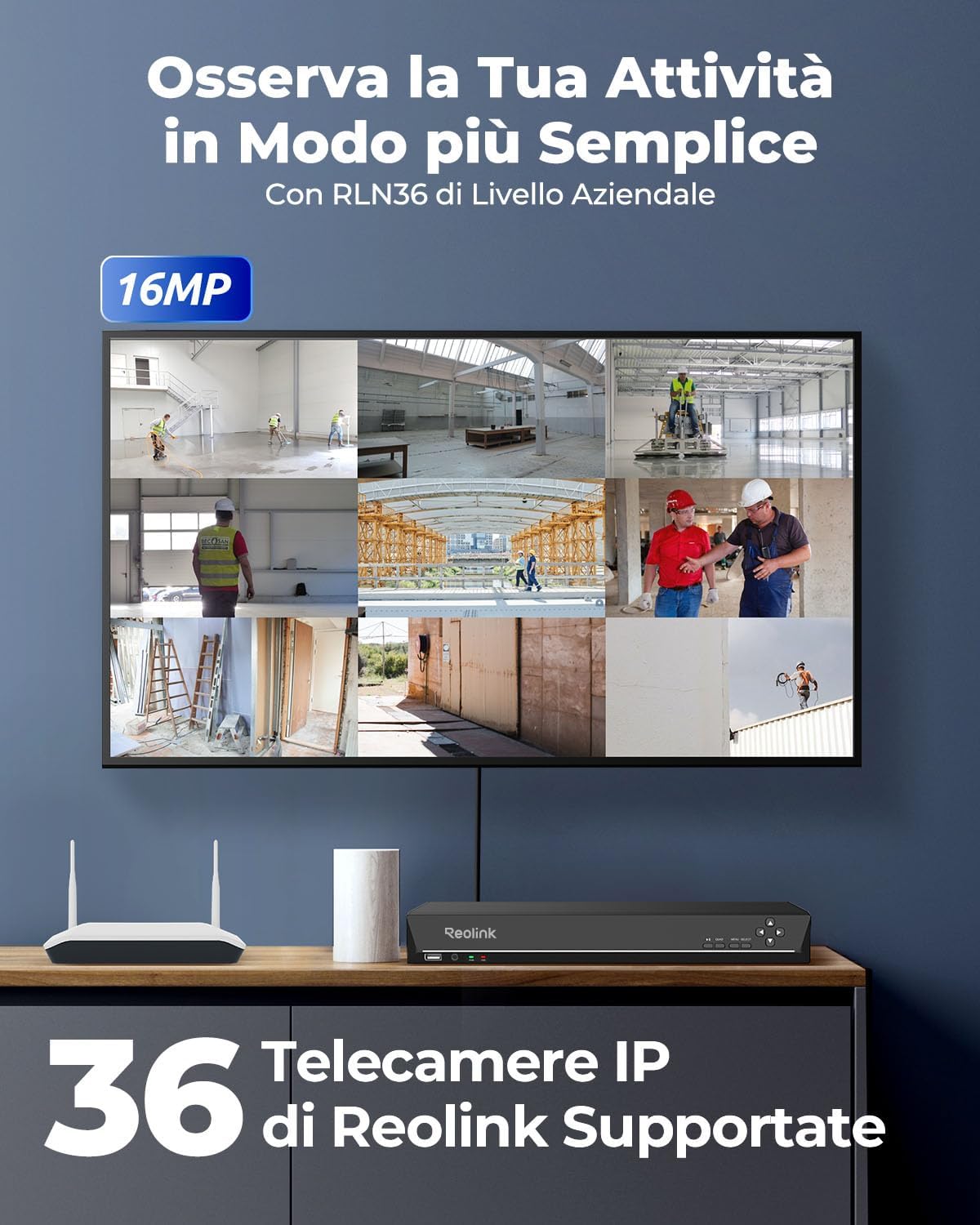 Thumbnail 1 de Reolink RLN36 NVR 36CH con 3 slot HDD e supporto fino a 16MP/12MP/4K/5MP/4MP