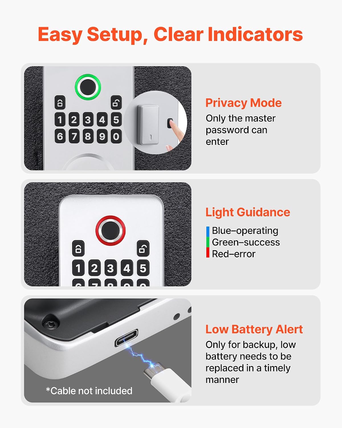 Thumbnail 6 de VEVOR Fingerprint Door Lock, Aluminum Alloy