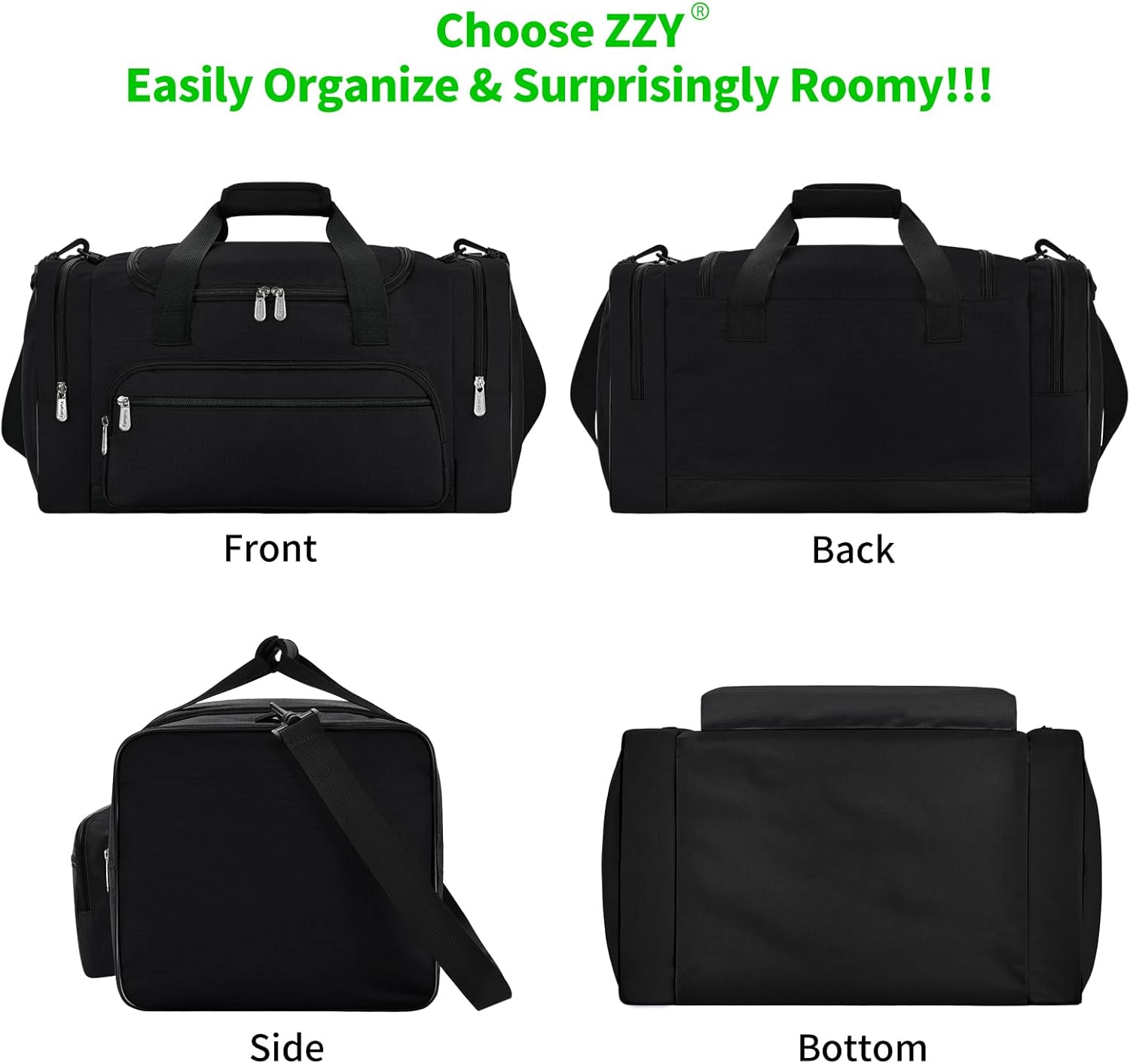 Detalle de ZZY Gym Duffle Bag 40L: Versatile, Water-Resistant Weekender for All
