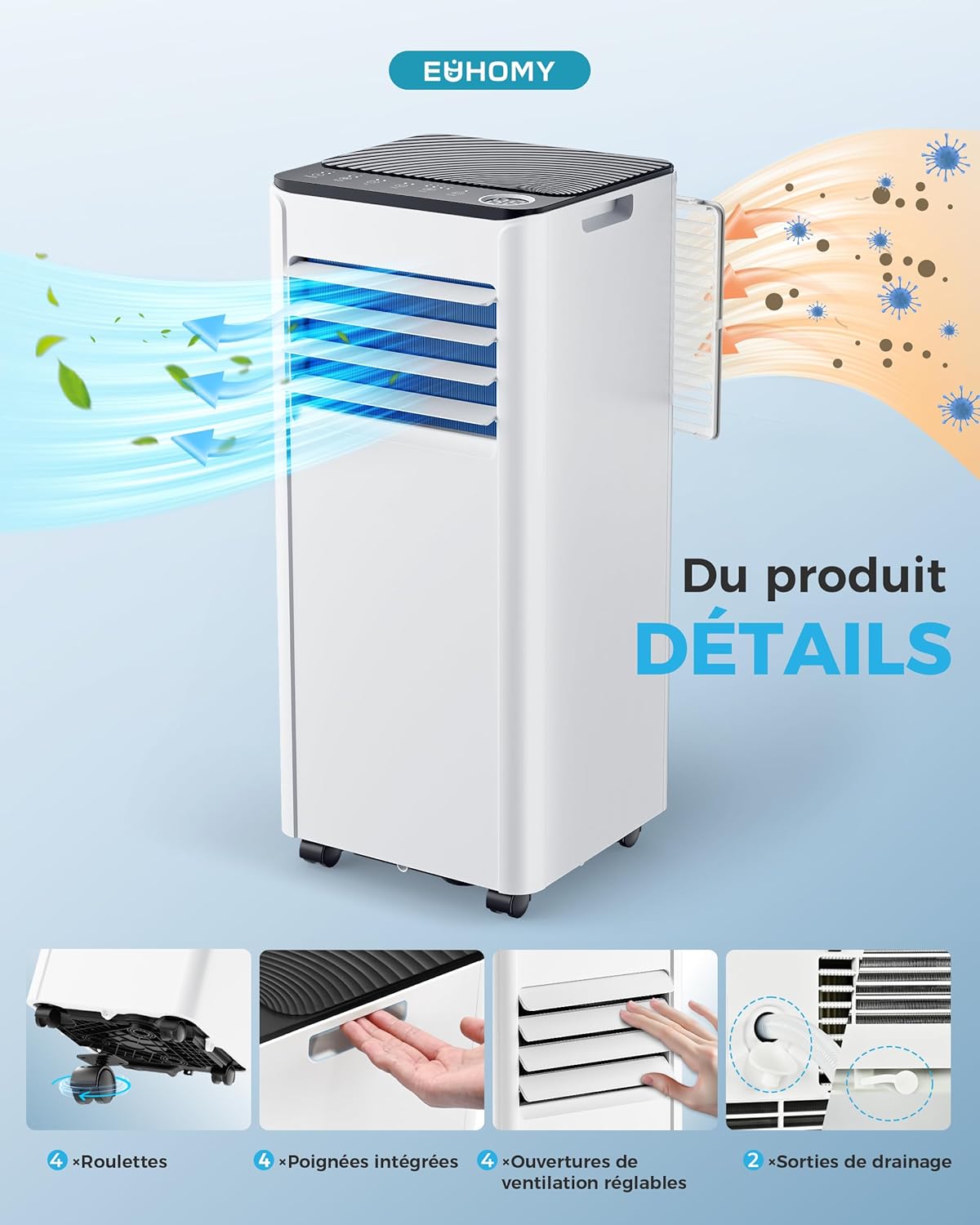 Thumbnail 4 de EUHOMY Climatiseur mobile 7000 BTU