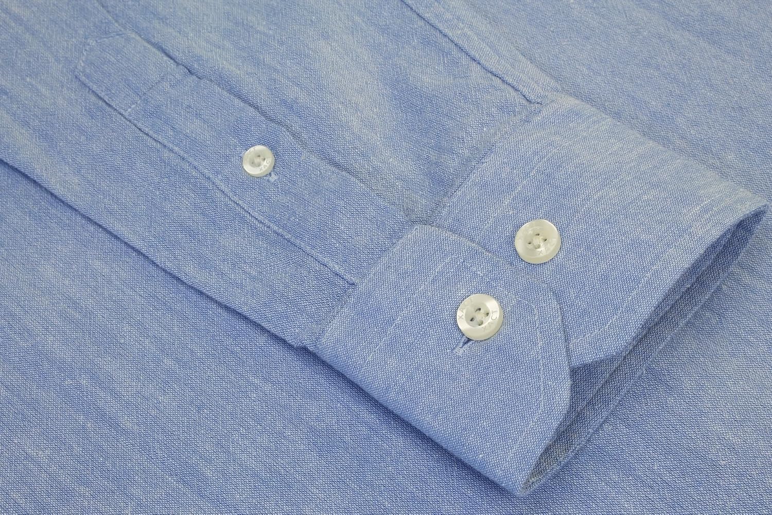 Thumbnail 5 de Xact Men’s Long Sleeve Linen Cotton Shirt (Regular Fit) – Point Collar, Chest Pocket, Breathable Summer Smart Casual