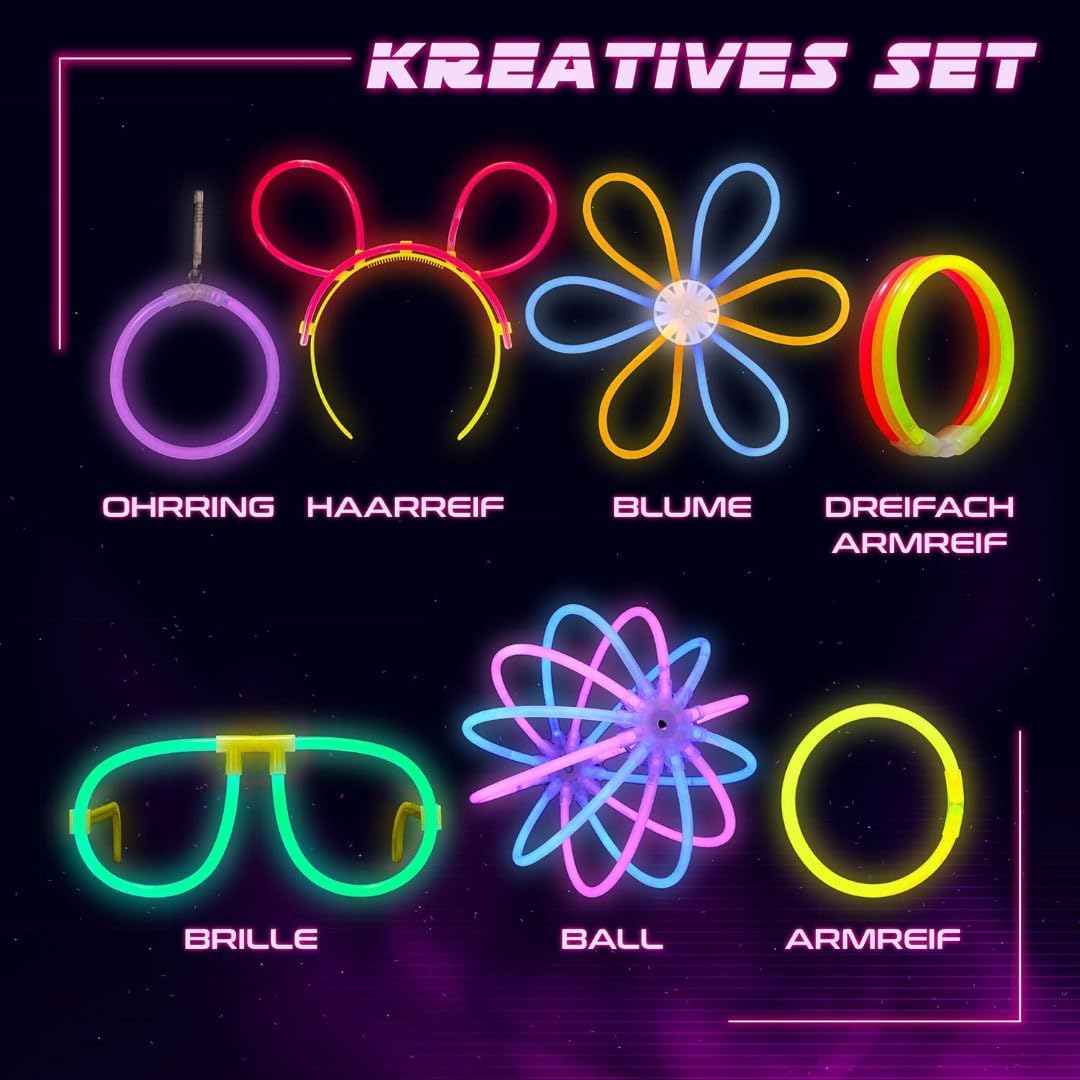 Thumbnail 1 de Vivaloo Knicklichter Party Set 100 Stück Leuchtstäbe