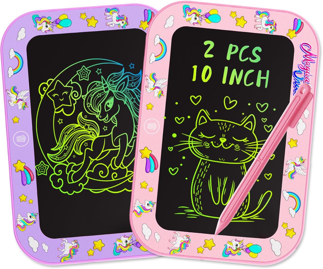 Detalle de UZAHSK 2 Pack 10 Inch Colorful LCD Writing Board for Kids (Purple & Pink) – Reusable Doodle Boards