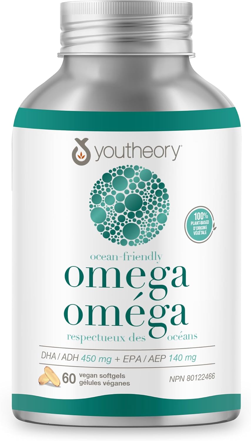 Detalle de Youtheory Ocean Friendly Omega-3 Vegan Softgels, Algae Oil, 60 Count