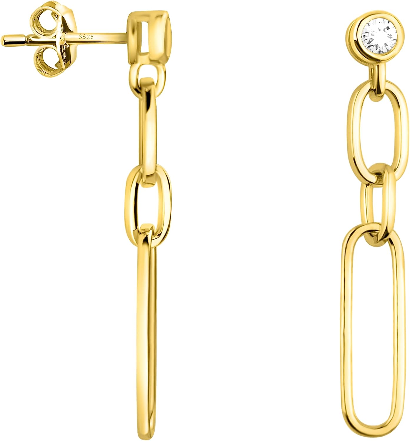 Detalle de SOFIA MILANI: Boucles d'Oreilles pendantes en Argent 925 avec Zircon – motif chaîne