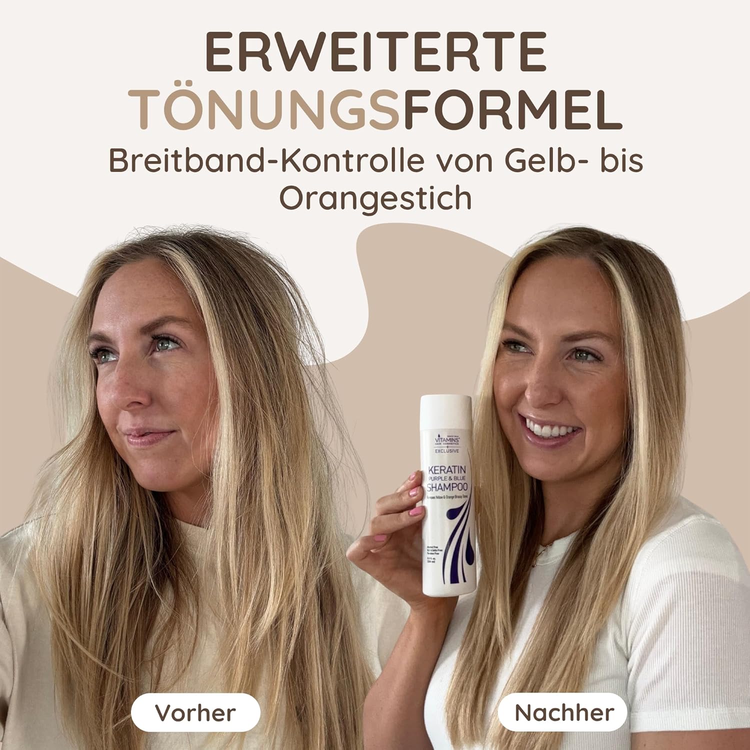 Detalle 2 de Vitamins Silber Shampoo für blondes Haar Keratin Anti Gelbstich 💇♀