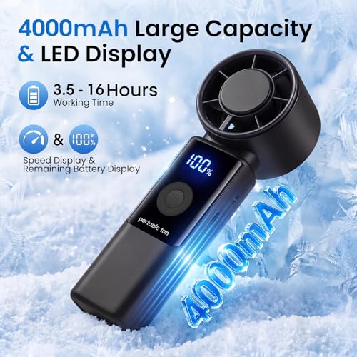 Thumbnail 2 de Phimke Portable Handheld Fan — High Speed 3-in-1 Foldable USB Rechargeable (Black)