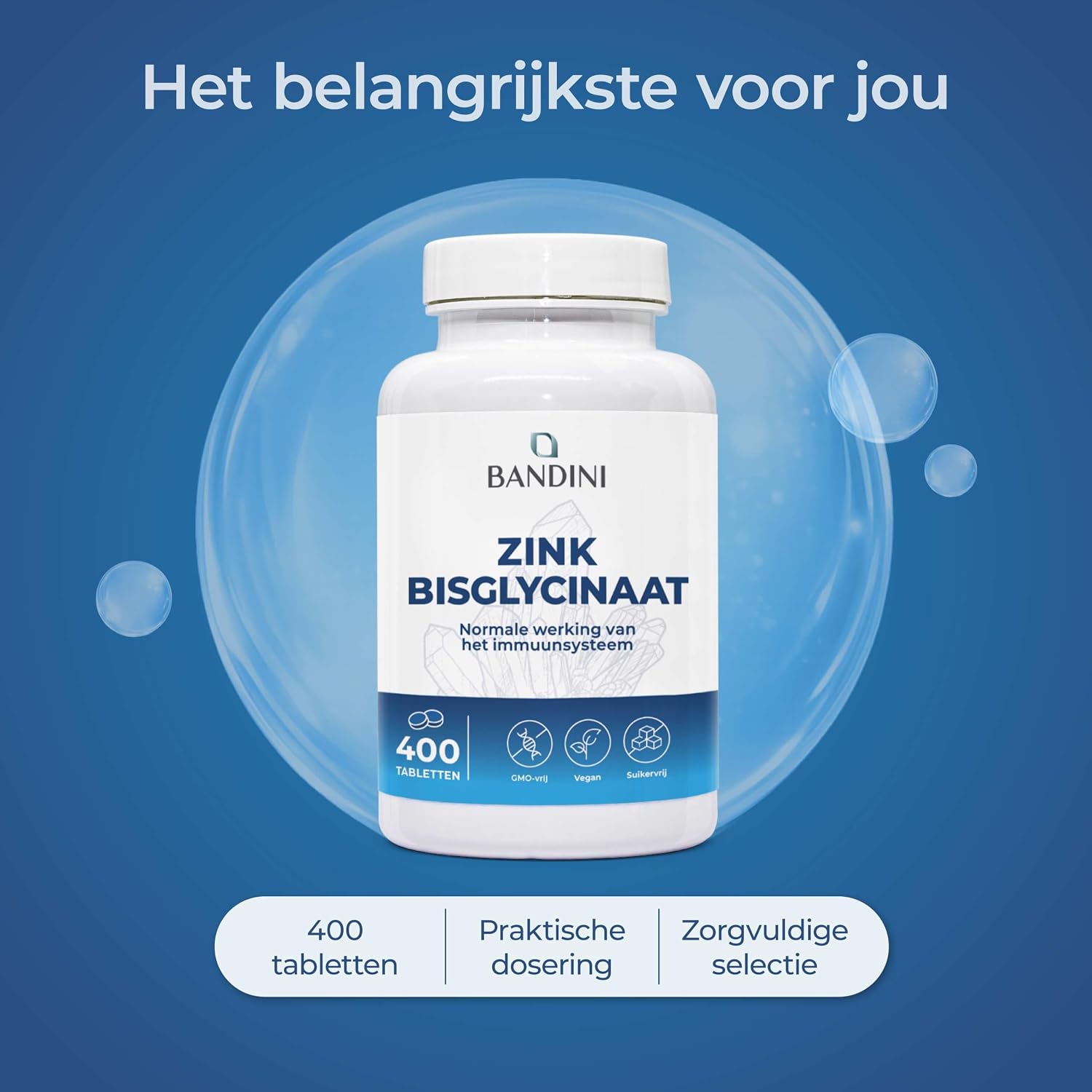 Detalle 2 de BANDINI Zinkbisglycinaat 400 tabletten, vegan supplement