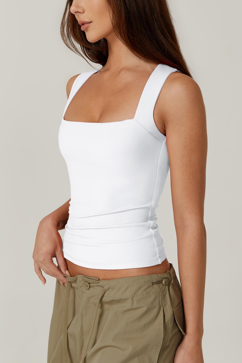 Thumbnail 1 de QINSEN Women's Double Layer Square Neck Sleeveless Tank Tops