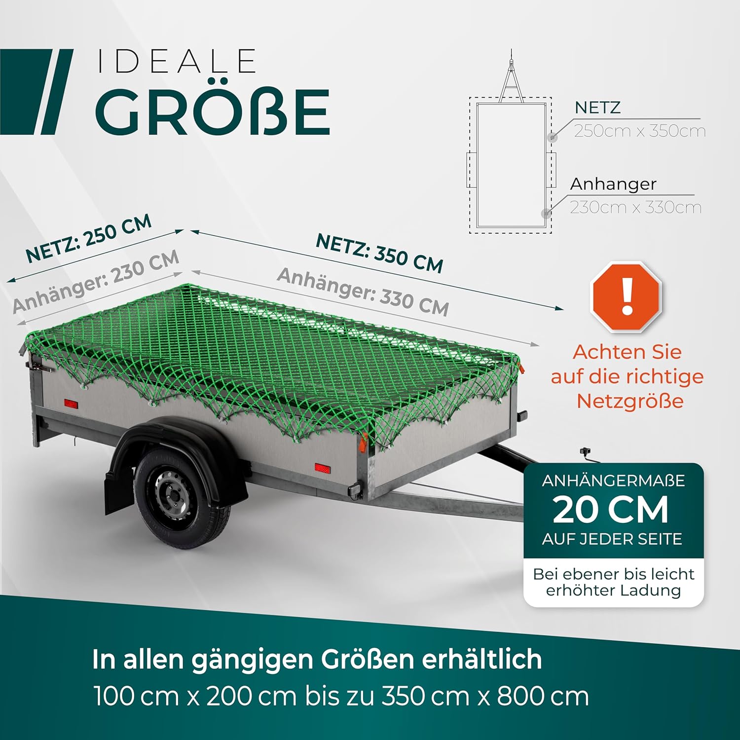 Detalle 2 de CargoVA Filet pour remorque 2,5x3,5M – DEKRA Approuvé, avec Corde élastique et marquage des Coins