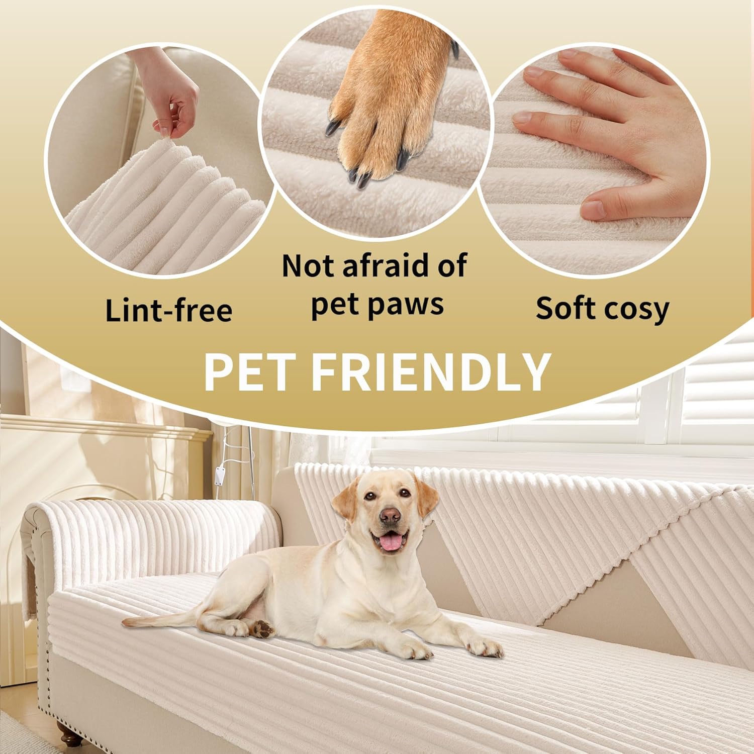 Thumbnail 3 de HAOMAIJIA Waterproof Couch Cover for Dogs (Off White, 35" x 82")