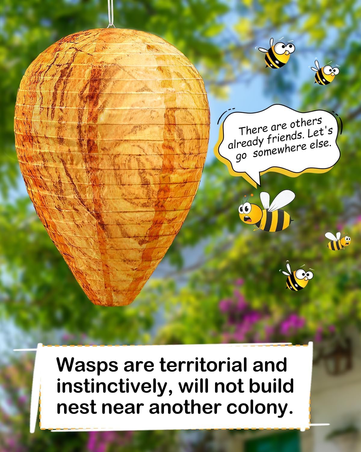 Detalle de Fmalra Wespennest Attrappe – 100% wasserdichtes Wespenfalle-Set für Outdoor