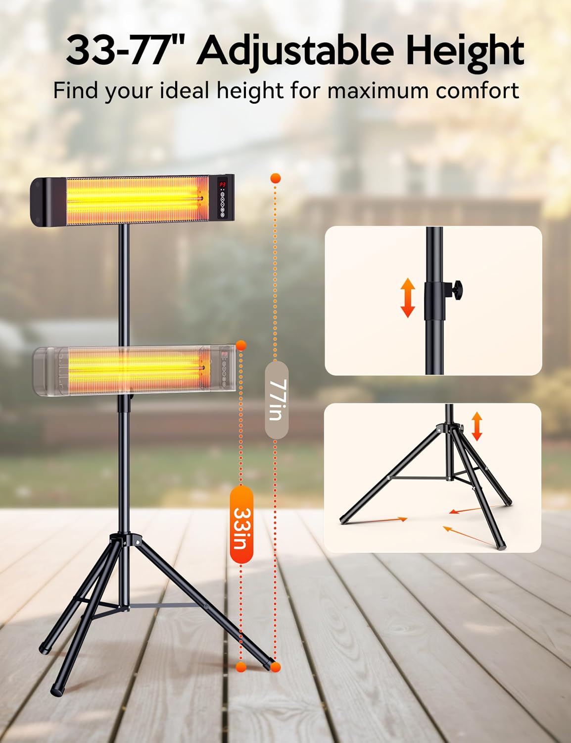 Thumbnail 6 de VAGKRI VA-OH02 Infrared Patio Heater, 3 Heat Levels, 12-Hour Timer