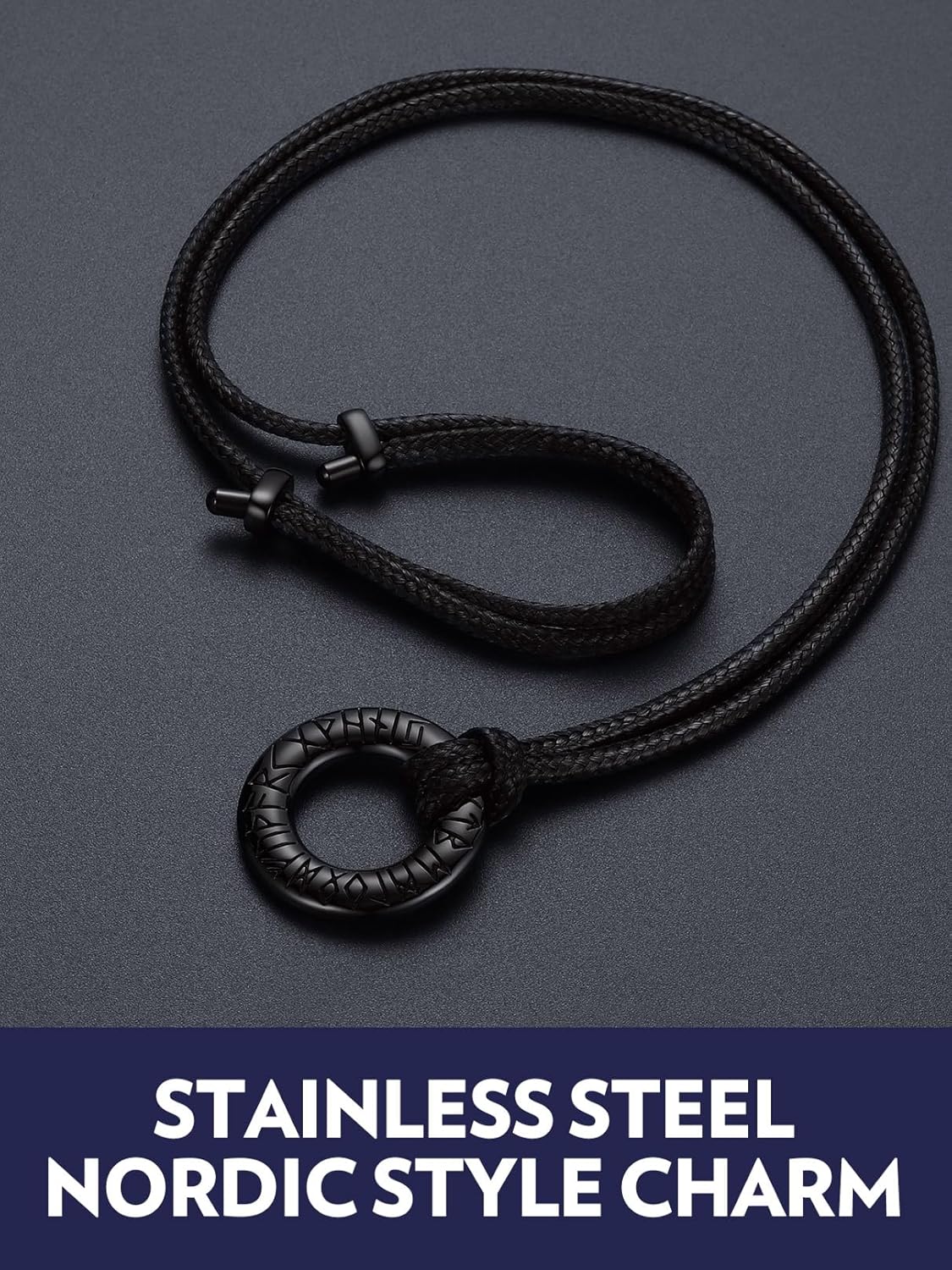 Thumbnail 4 de Bandmax Collier Rune Viking Homme/Noir avec Pendentif Möbius et Chaîne réglable 46–76 cm