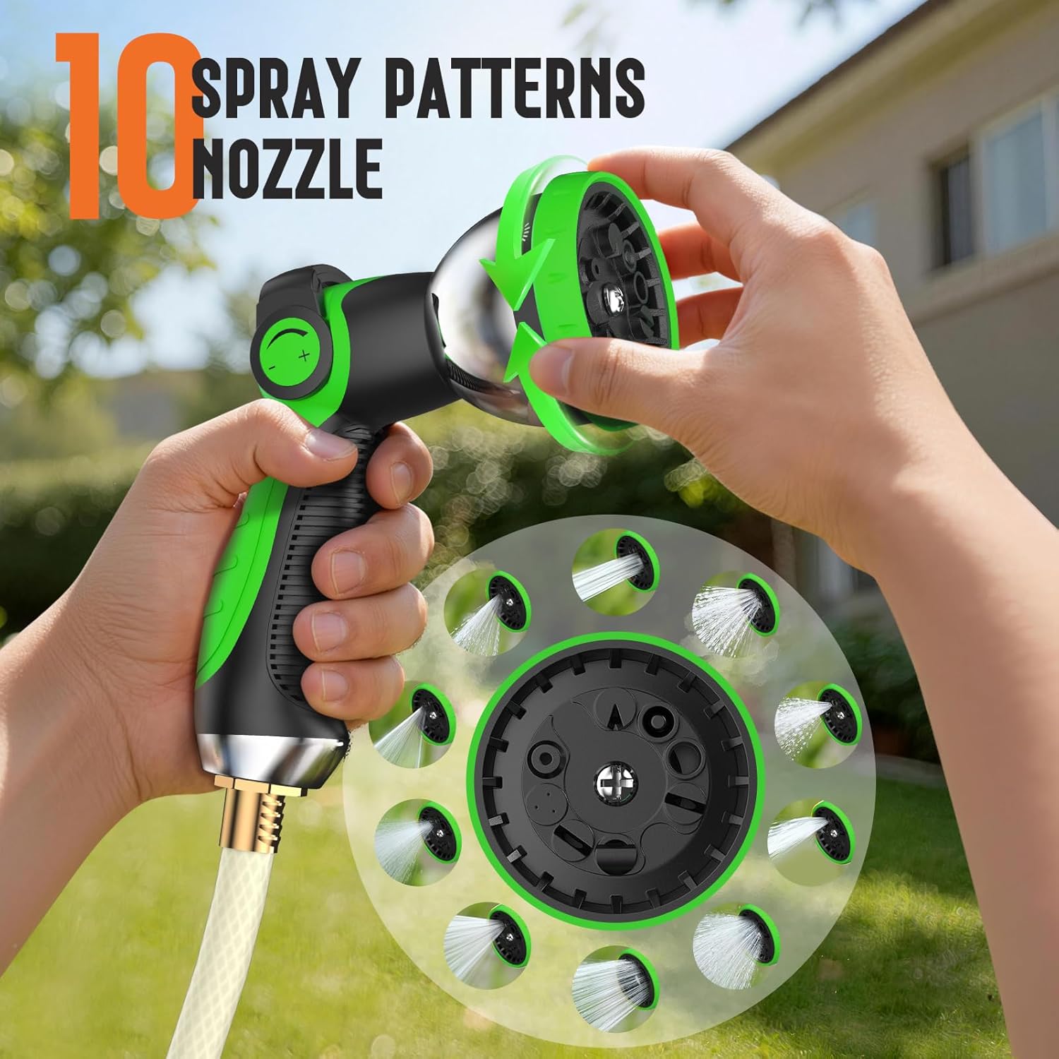 Thumbnail 6 de Garden Hose Reel 2-in-1 Wall Mounted Portable Auto Rewind Hose Reel with 180° Swivel Bracket, Any Length Lock & 9-Pattern Nozzle (1/2in 30+2m)
