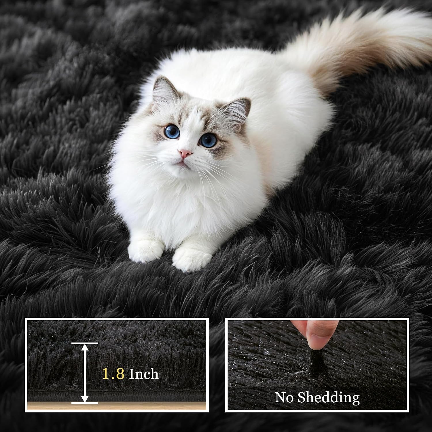 Detalle de 8x10 Ultra Soft Shag Rug: Non-Slip, Non-Shedding Plush Carpet for Living Room or Bedroom