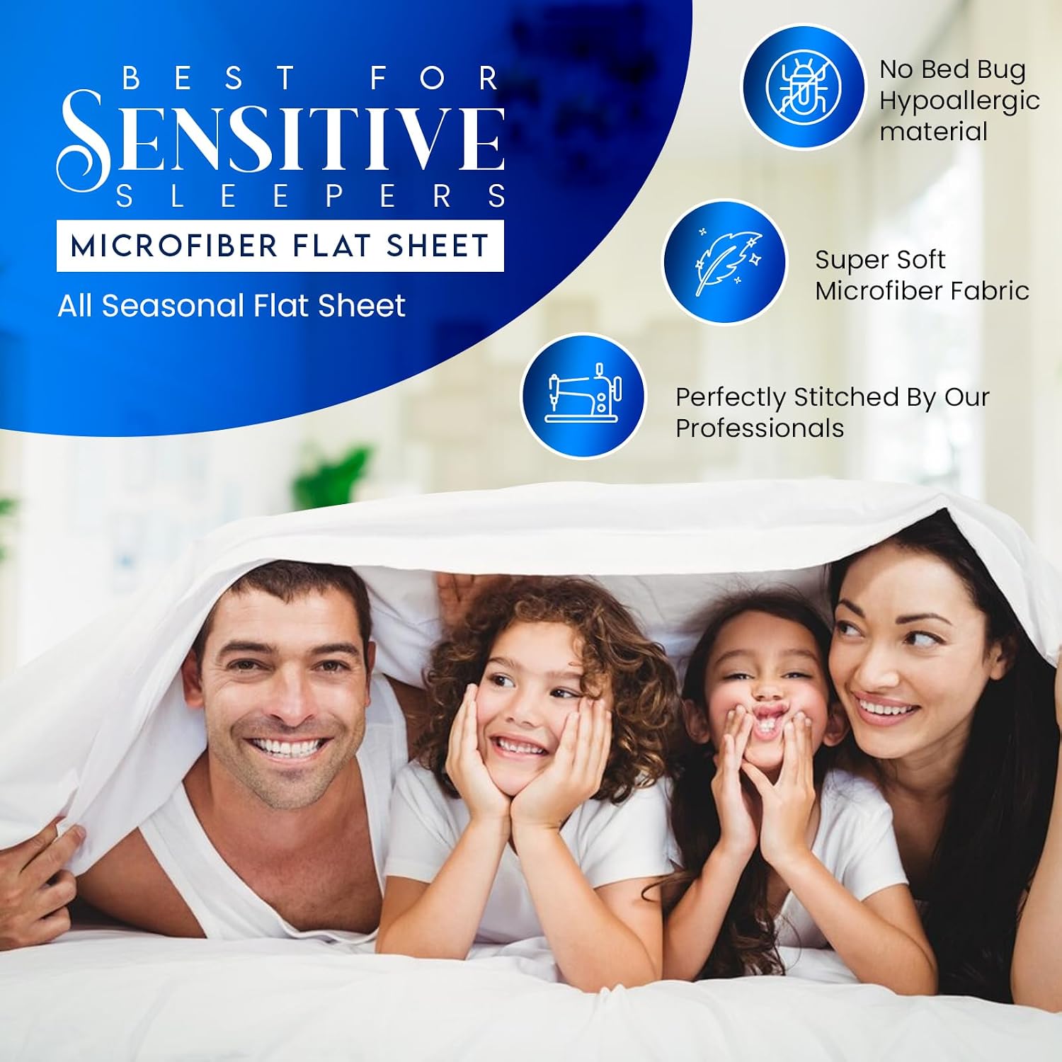 Thumbnail 6 de Sunshine Comforts Microfiber King Flat Sheet: Breathable, Anti-Wrinkle and Fade-Resistant 260 x 254cm