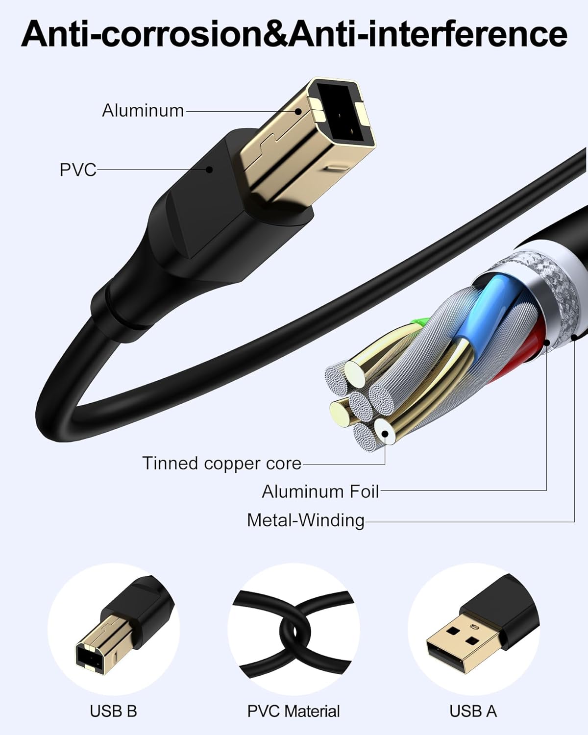 Thumbnail 4 de HP Printer Cable 6ft USB A to B cable for printers 🖨️