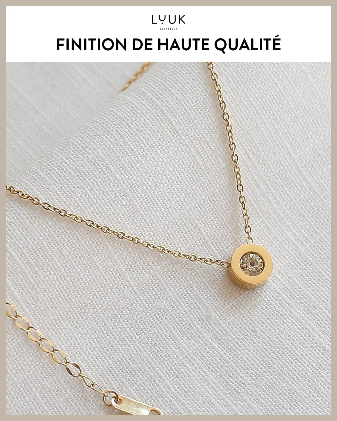 Thumbnail 3 de LUUK LIFESTYLE Collier avec pendentifs en acier inoxydable et carte cadeau HAPPINESS – longueur ajustable 50 cm