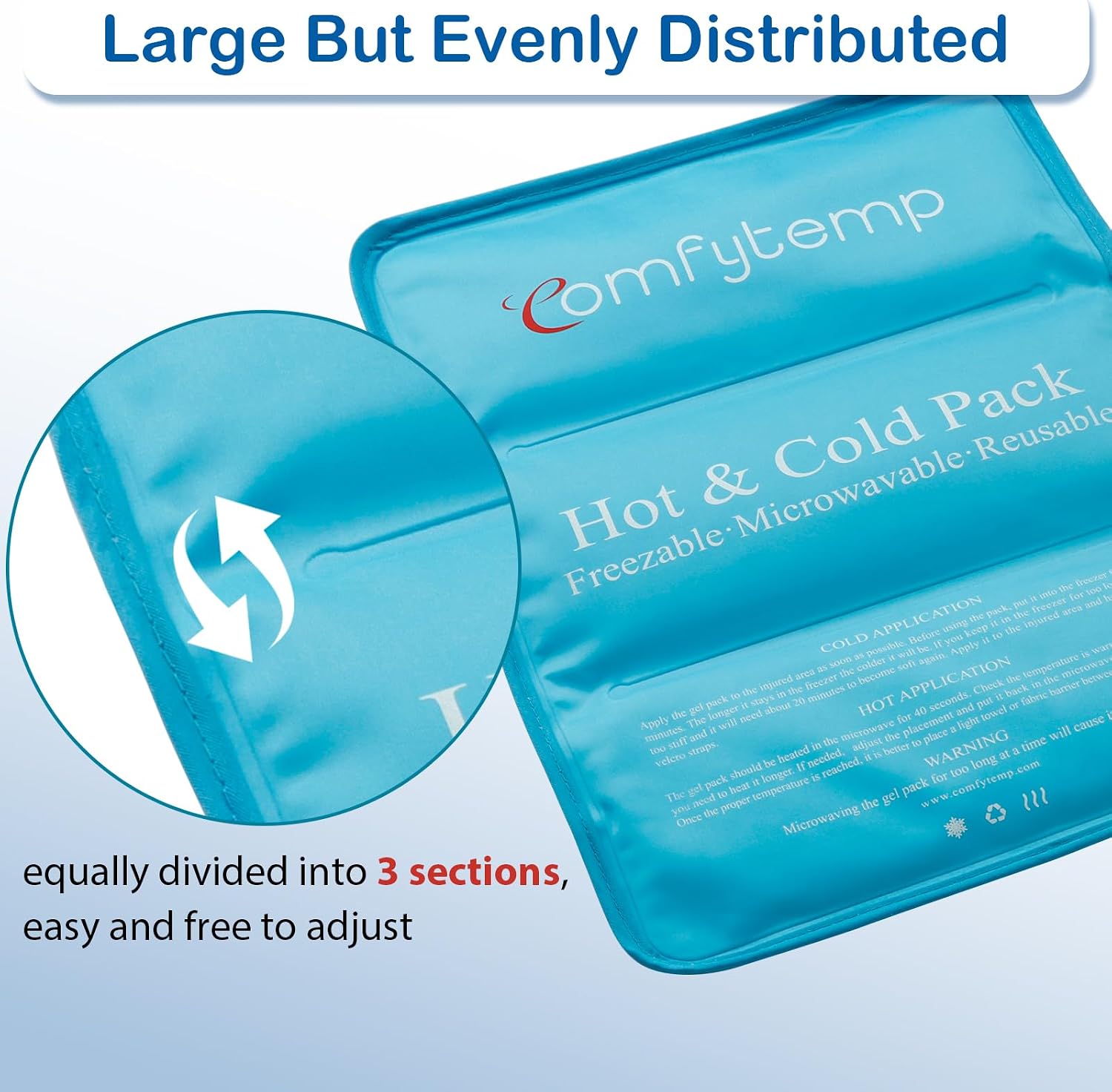 Thumbnail 2 de Comfytemp 2 Pack Large Ice Pack (27 x 37cm) Reusable Gel Hot/Cold Pack with Straps