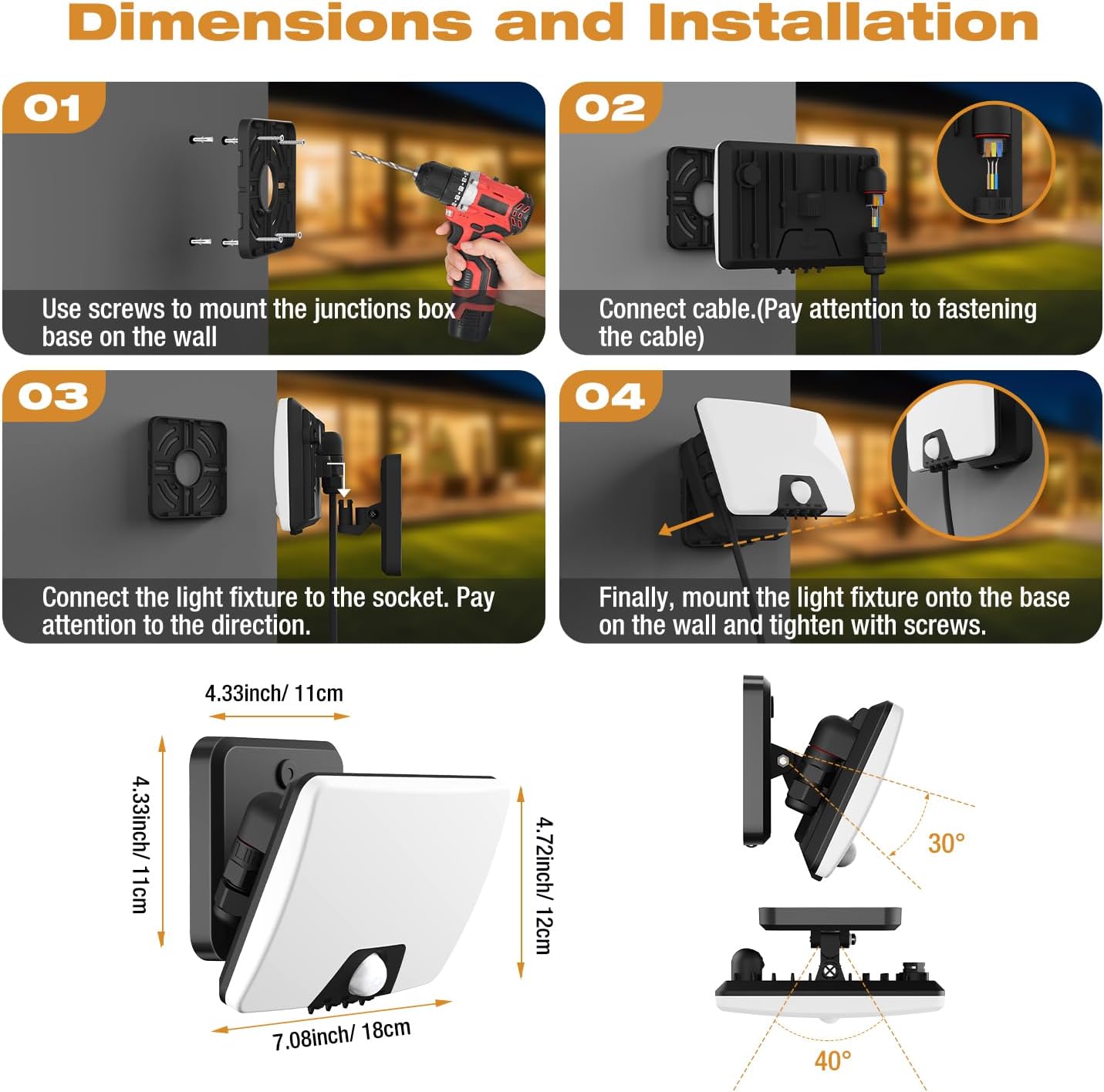 Thumbnail 6 de vighep 24W Outdoor Motion Sensor Security Light