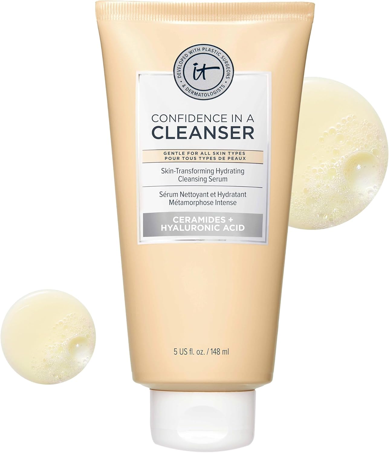 iT COSMETICS Confidence In A Cleanser – Detergente Viso Idratante con Ceramidi e Acido Ialuronico, 148 ml