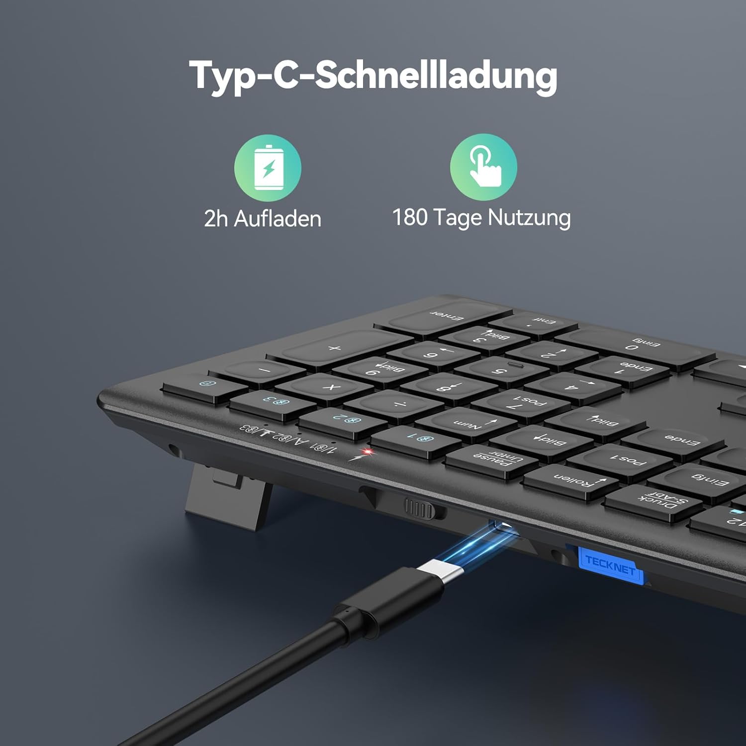 Detalle de TECKNET Bluetooth Tastatur 500 mAh ⌨