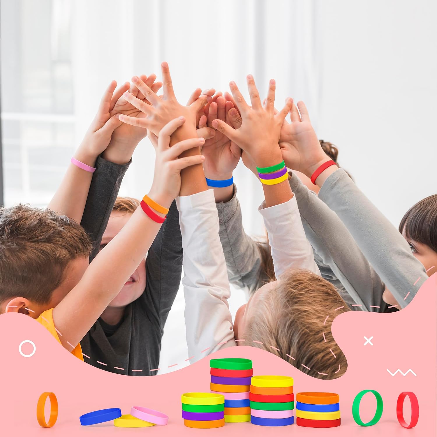 Detalle 2 de LVNRIDS 200 PCS Silicone Wristbands: Coloured Rubber Bracelets for Events and Promotions