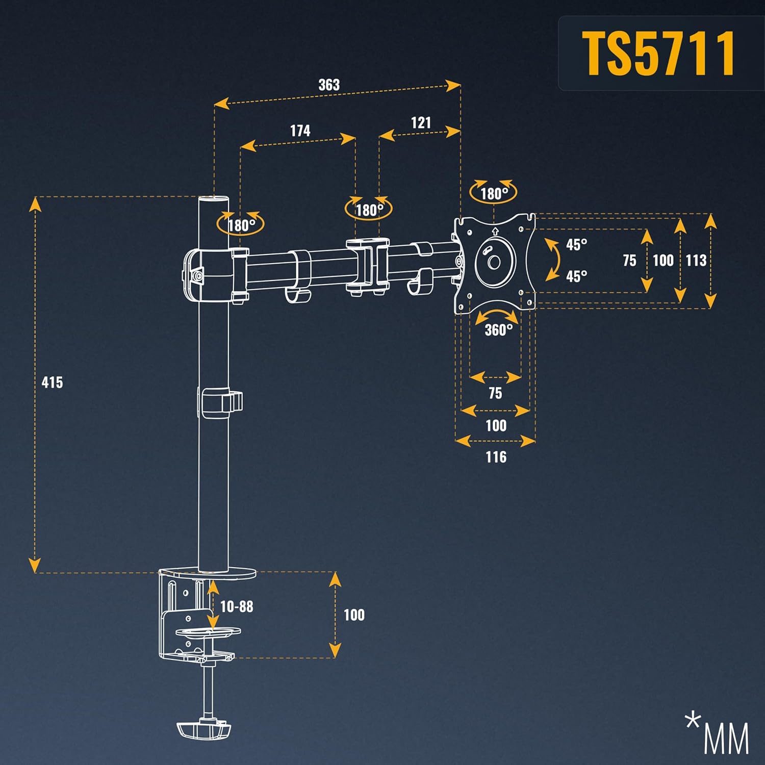 Thumbnail 6 de RICOO TS5711 support écran 30‑74 cm 📺