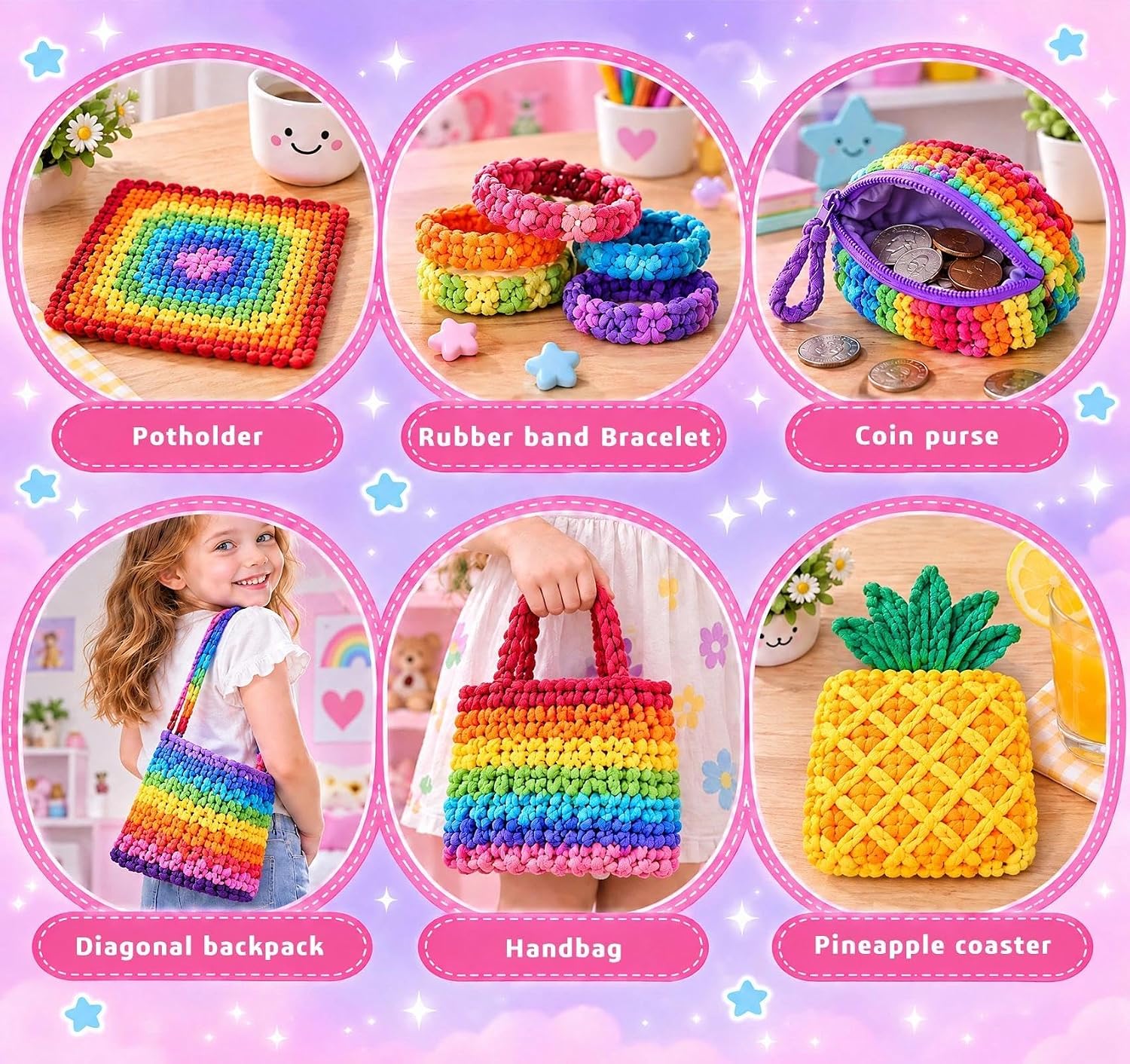 Thumbnail 6 de BLISSIQUEE Kids' Weaving Loom Kit, 12 Colors