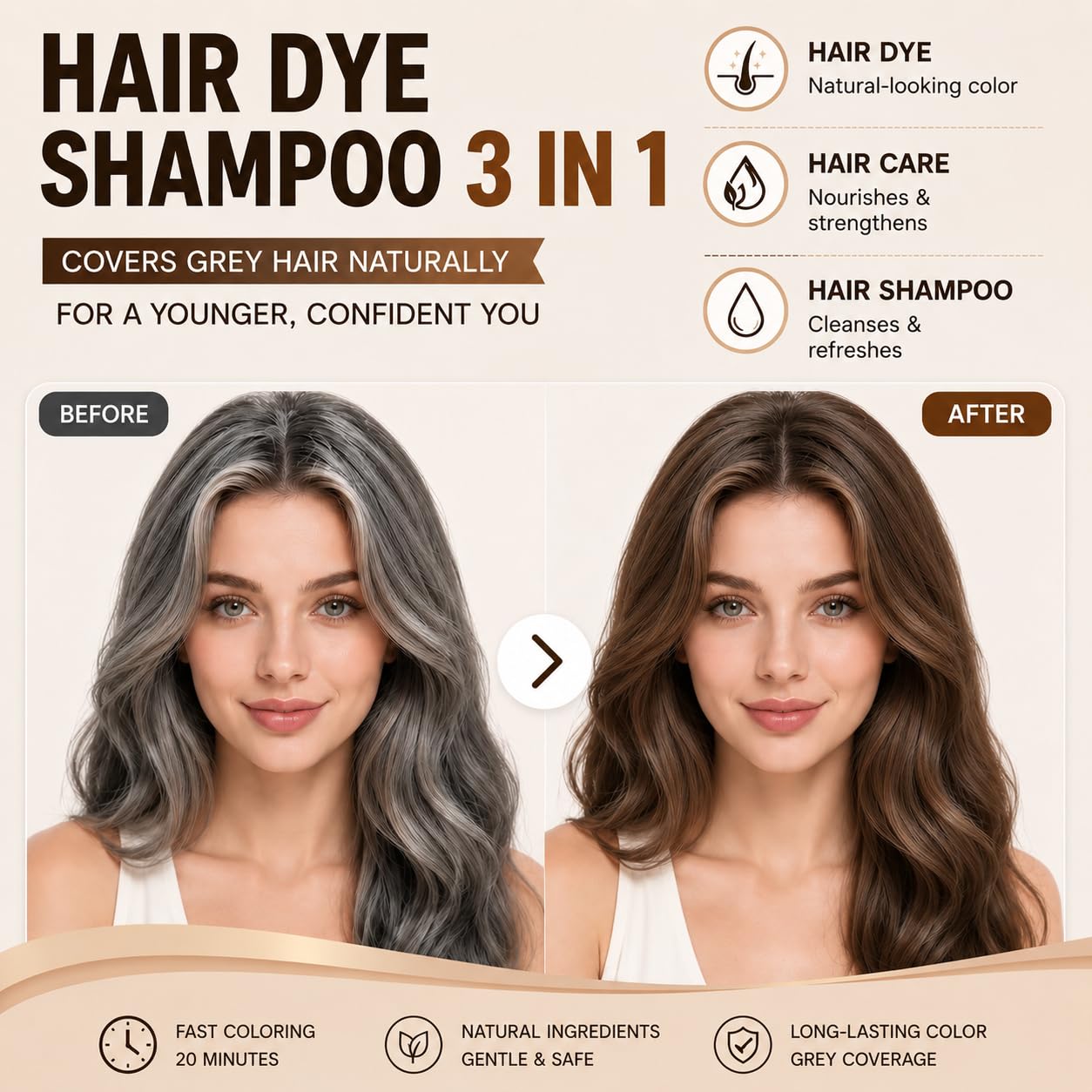 Thumbnail 6 de Haarfärbeshampoo (3-in-1) Hellbraun – 500 ml für graues Haar und Bart