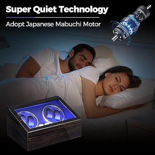 Detalle 2 de ANWBROAD Caja Relojes Automáticos 4 Rotadores 6 Compartimentos con Luz LED
