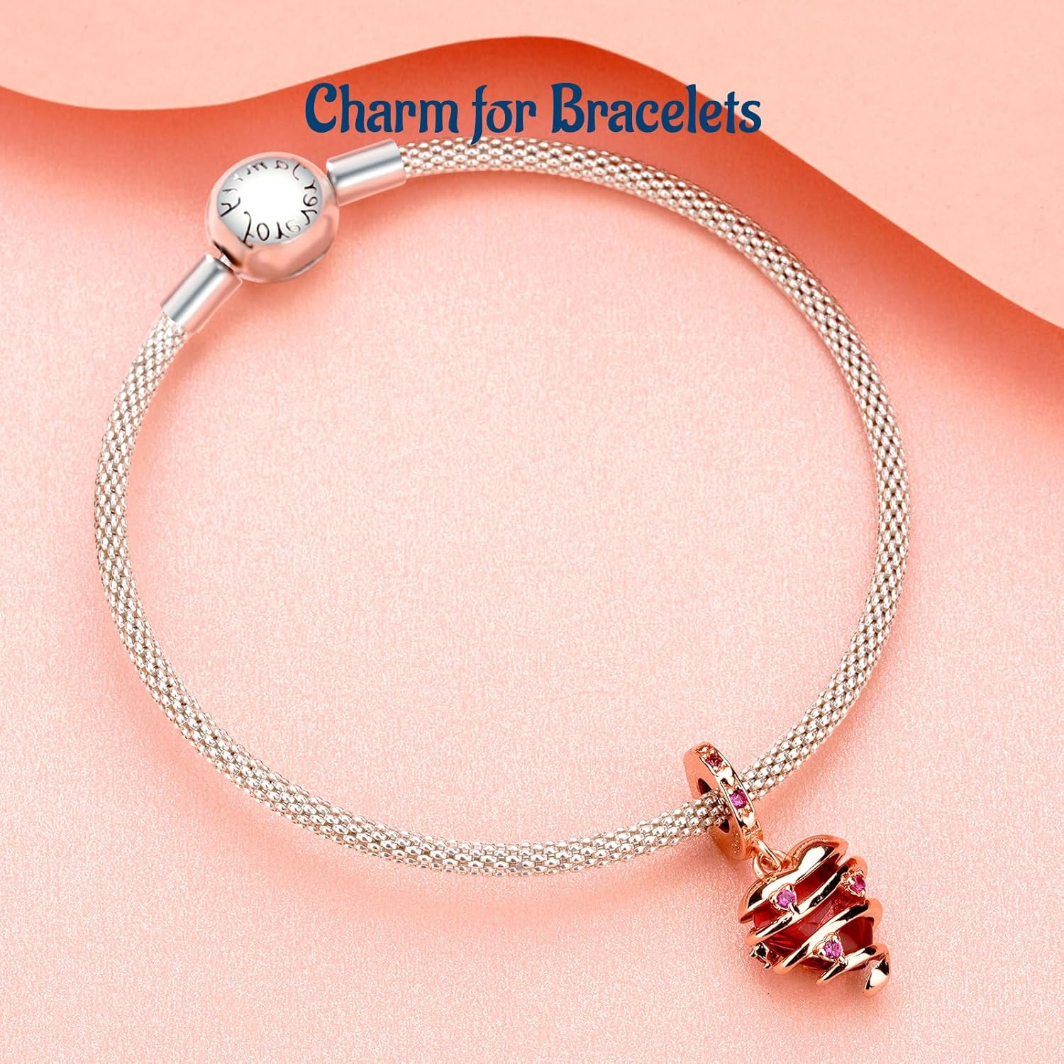Thumbnail 4 de Amuefer Amore Cuore Charm Compatibili Bracciale Collana in Argento Sterling Oro Rosa – Cuore/Infinito/Trifoglio